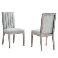 Modway EEI-6052-LGR Maisonette French Vintage Tufted Fabric Dining Side Chairs Set of 2 Light Gray