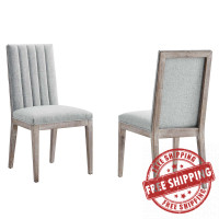 Modway EEI-6052-LGR Maisonette French Vintage Tufted Fabric Dining Side Chairs Set of 2 Light Gray