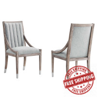 Modway EEI-6053-LGR Maison French Vintage Tufted Fabric Dining Armchairs Set of 2 Light Gray