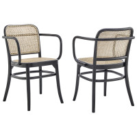 Modway EEI-6076-BLK Winona Wood Dining Chair Set of 2 Black