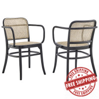 Modway EEI-6076-BLK Winona Wood Dining Chair Set of 2 Black