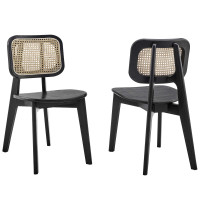Modway EEI-6077-BLK Habitat Wood Dining Side Chair Set of 2 Black