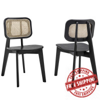 Modway EEI-6077-BLK Habitat Wood Dining Side Chair Set of 2 Black