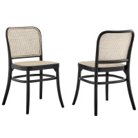 Modway EEI-6078-BLK Winona Wood Dining Side Chair Set of 2 Black