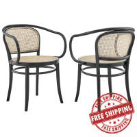 Modway EEI-6079-BLK Oliana Wood Dining Armchair Set of 2 Black