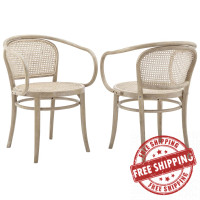 Modway EEI-6079-GRY Oliana Wood Dining Armchair Set of 2 Gray