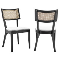 Modway EEI-6080-BLK-WHI Caledonia Wood Dining Chair Set of 2 Black White