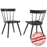 Modway EEI-6082-BLK Sutter Wood Dining Side Chair Set of 2 Black