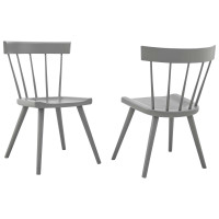 Modway EEI-6082-LGR Sutter Wood Dining Side Chair Set of 2 Light Gray