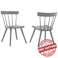 Modway EEI-6082-LGR Sutter Wood Dining Side Chair Set of 2 Light Gray
