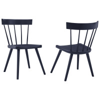 Modway EEI-6082-MID Sutter Wood Dining Side Chair Set of 2 Midnight