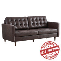 Modway EEI-6099-BRN Exalt Tufted Vegan Leather Sofa Brown