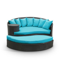 Modway EEI-645-EXP-TRQ Taiji Outdoor Patio Wicker Daybed