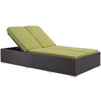 Modway EEI-787-EXP-PER Evince Double Outdoor Patio Chaise Espresso Peridot