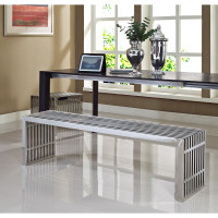 Modway EEI-868 Gridiron Benches Set of 2 in Silver