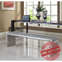Modway EEI-868 Gridiron Benches Set of 2 in Silver
