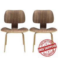 Modway EEI-870-WAL Fathom Dining Chairs Set of 2 in Walnut