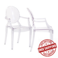 Modway EEI-905-CLR Casper Dining Chairs Set of 2 in Clear