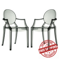 Modway EEI-905-SMK Casper Dining Chairs Set of 2 in Smoke