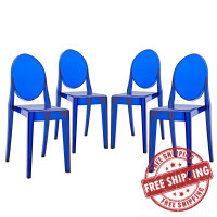 Modway EEI-908-BLU Casper Dining Chairs Set of 4 in Blue
