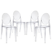 Modway EEI-908-CLR Casper Dining Chairs Set of 4 in Clear