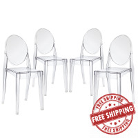 Modway EEI-908-CLR Casper Dining Chairs Set of 4 in Clear