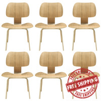 Modway EEI-910-NAT Fathom Dining Chairs Set of 6 in Tan