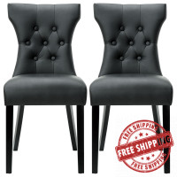 Modway EEI-911-BLK Silhouette Dining Chairs Set of 2 in Black