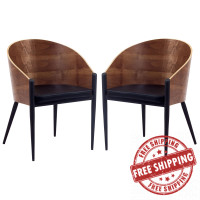 Modway EEI-915-WAL Cooper Dining Chairs Set of 2 in Walnut