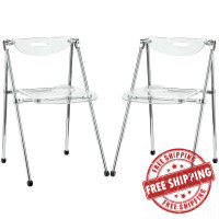 Modway EEI-923-CLR Telescope 2 Piece Dining Chairs in Clear