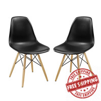 Modway EEI-928-BLK Black Pyramid Dining Side Chairs Set of 2