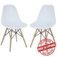 Modway EEI-928-WHI Pyramid Dining Chairs Set of 2 in White