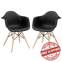 Modway EEI-929-BLK Pyramid Dining Armchair Set of 2 in Black