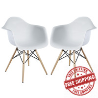 Modway EEI-929-WHI Pyramid Dining Chairs Set of 2 in White