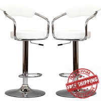 Modway EEI-930-WHI Diner Bar Stools Set of 2 in White