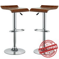 Modway EEI-936-OAK Bentwood Bar Stools Set of 2 in Oak