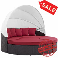 Modway EEI-983-EXP-RED-SET Quest Canopy Outdoor Patio Daybed