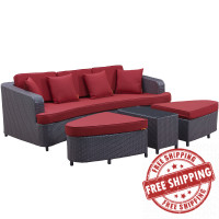 Modway EEI-992-BRN-RED-SET Monterey Sofa Set in Brown Red