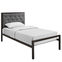 Modway MOD-5178-BRN-GRY-SET Mia Twin Fabric Bed Frame in Brown Gray
