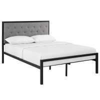 Modway MOD-5180-BRN-GRY-SET Mia Full Fabric Platform Bed Frame in Brown Gray