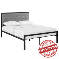 Modway MOD-5180-BRN-GRY-SET Mia Full Fabric Platform Bed Frame in Brown Gray