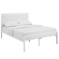 Modway MOD-5181-WHI-WHI-SET Mia Full Vinyl Platform Bed Frame in White White