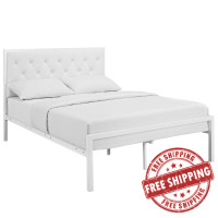 Modway MOD-5181-WHI-WHI-SET Mia Full Vinyl Platform Bed Frame in White White