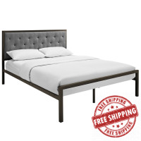 Modway MOD-5182-BRN-GRY-SET Mia Queen Fabric Platform Bed Frame in Brown Gray