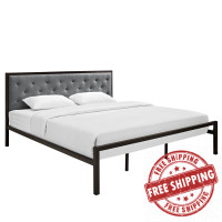 Modway MOD-5184-BRN-GRY-SET Mia King Fabric Platform Bed Frame in Brown Gray