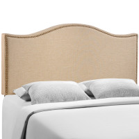 Modway MOD-5206-CAF Curl Queen Nailhead Upholstered Headboard in Cafe