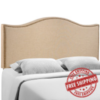 Modway MOD-5206-CAF Curl Queen Nailhead Upholstered Headboard in Cafe