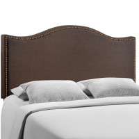 Modway MOD-5206-DBR Curl Queen Nailhead Upholstered Headboard in Dark Brown