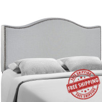 Modway MOD-5206-GRY Curl Queen Nailhead Upholstered Headboard in Gray