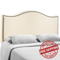 Modway MOD-5206-IVO Curl Queen Nailhead Upholstered Headboard in Ivory